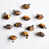 24pcs Natural Tiger Eye Stone Point Pendants for Jewelry Making