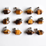 24pcs Natural Tiger Eye Stone Point Pendants for Jewelry Making