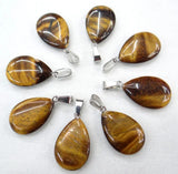 24pcs Natural Tiger Eye Stone Water Drop Shape DIY Jewelry Making Pendants