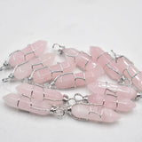 24pcs Natural Stone Roses Quartz Pillar Point Pendants for Jewelry Making