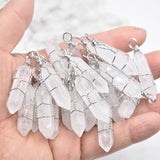 24pcs White Crystal Pillar Shape Point Pendants for Jewelry Making