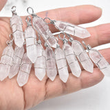 24pcs White Crystal Pillar Shape Point Pendants for Jewelry Making