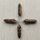 24pcs Tiger Eye Stone Chakra Charms Pendants for Jewelry Making