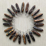 24pcs Tiger Eye Stone Chakra Charms Pendants for Jewelry Making