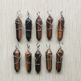 24pcs Tiger Eye Stone Chakra Charms Pendants for Jewelry Making