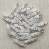 24pcs Natural Crystal Pillar Point Wire Pendants for Jewelry Making