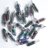 24pcs Colorful Natural Stone Pillar Point Charms Pendants for Necklace Making