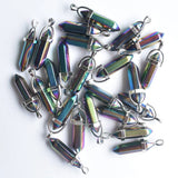 24pcs Colorful Natural Stone Pillar Point Charms Pendants for Necklace Making