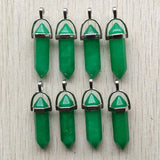 24pcs Natural Malay Jades Pillar Charm Pendants for Jewelry Making
