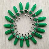 24pcs Natural Malay Jades Pillar Charm Pendants for Jewelry Making