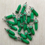 24pcs Natural Malay Jades Pillar Charm Pendants for Jewelry Making