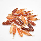 24pcs Red Agates Pillar Shape Point Iron Wire Pendants for Jewelry Making