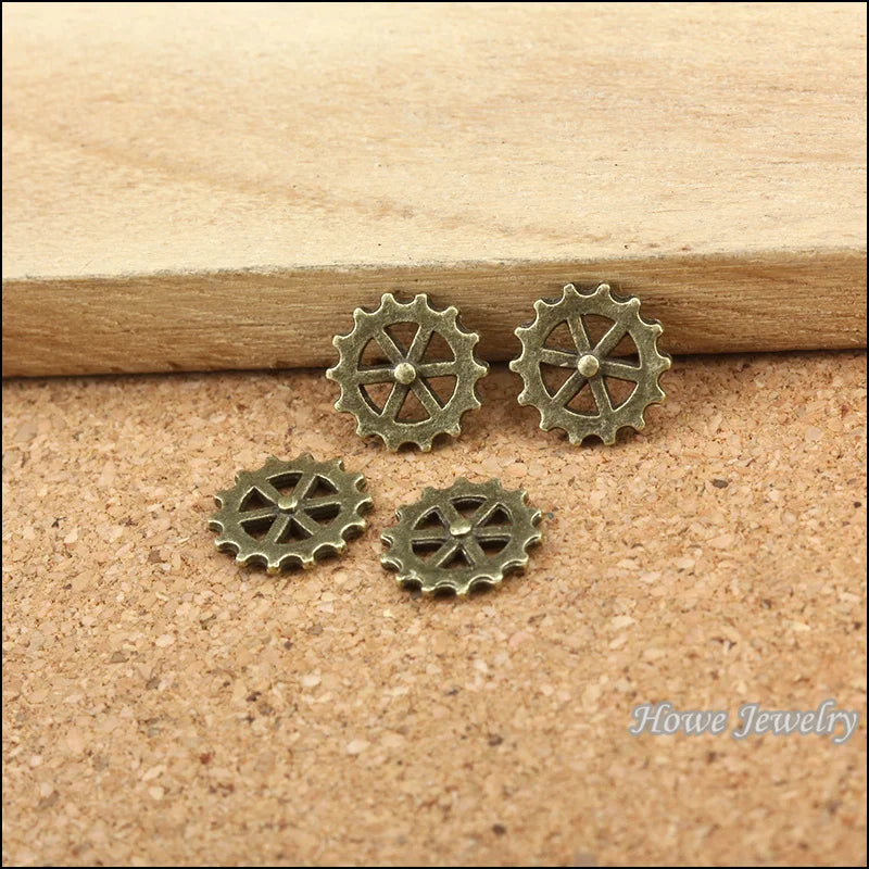 250 pcs Vintage Gear Charms Pendant DIY Metal Jewelry Making