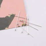 925 Sterling Silver Ball Head Pins DIY Jewelry Findings, 20pcs/Pack