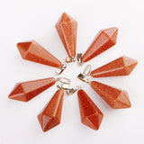25pcs Charms Hexagonal Pendants Crystal Opal Stone Pyramid Charms