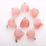 25pcs Natural Stones Engraved Skull Skeleton Pendant DIY Jewelry Make