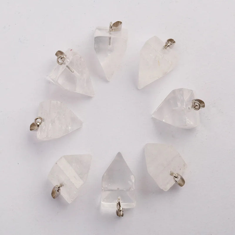 25pcs Crystal Quartz Stone Pendant Pyramid Jewelry Charms Gift