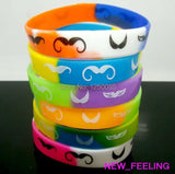 25pcs Moustache Print Silicone Rubber Bangle Wristband Mixed