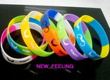 25pcs Moustache Print Silicone Rubber Bangle Wristband Mixed