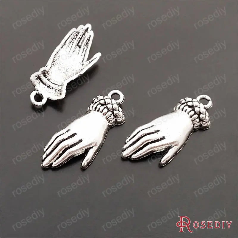 Antique Silver Buddha Hand Charms Pendants 50 pieces