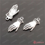 Antique Silver Buddha Hand Charms Pendants 50 pieces
