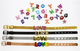 260pcs 8mm Rhinestone Slide Letters A-Z DIY Charms for Wristband Pet Collar