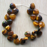 26pcs Natural Tiger Eye Stone Water Drop Cut Faceted Beads 13mm