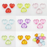80pcs Transparent Acrylic Heart Chunky Beads 29mm*25mm