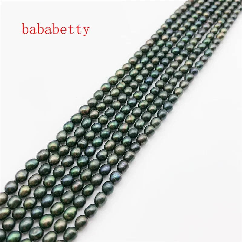 2PCS Freshwater Dark Green Gray Pearl 4-5mm Loose Beads