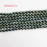 2PCS Freshwater Dark Green Gray Pearl 4-5mm Loose Beads