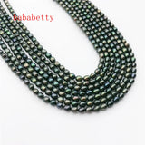 2PCS Freshwater Dark Green Gray Pearl 4-5mm Loose Beads