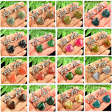 2Pcs Mixed Stone Heart Tibetan Silver Moon Star Pendant