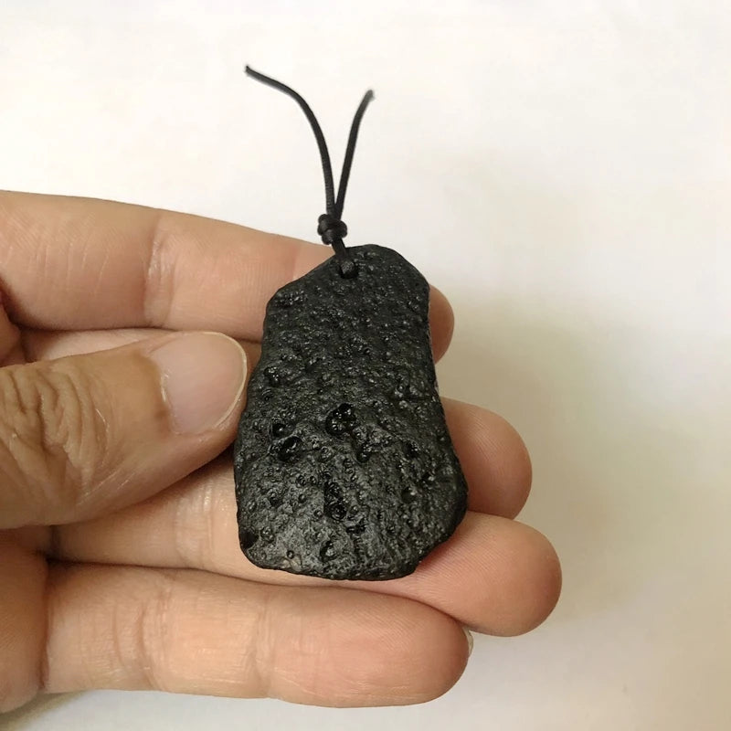 2Pcs Meteorolite Bead Pendant Irregular Shape Natural Ceraunite Stone