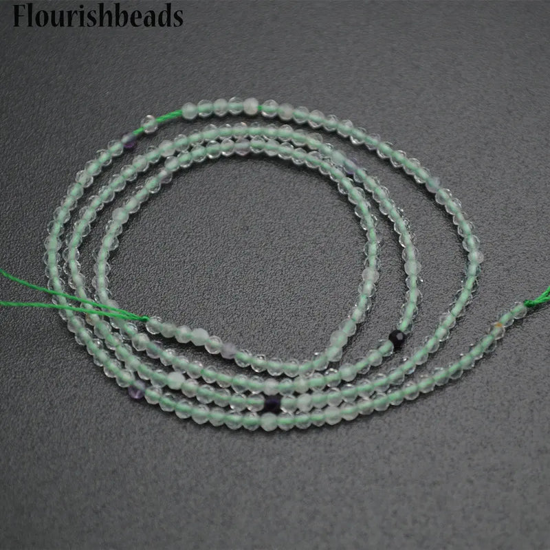 2mm Faceted Diamond Cutting Fluorite Stone Round Loose Beads