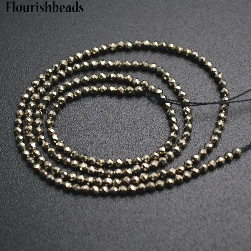 2mm Faceted Diamond Cutting Natural Fluorite Stone Round Beads