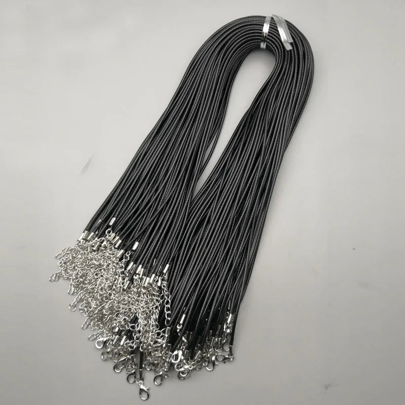 2mm Lobster clasp Wax Leather cord necklace rope pendant Long 100Pcs/lot