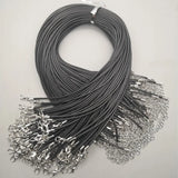2mm Lobster clasp Wax Leather cord necklace rope pendant Long 100Pcs/lot