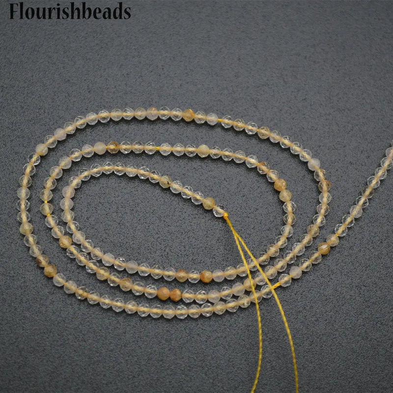 2mm Citrine Yellow Quartz Faceted Beads