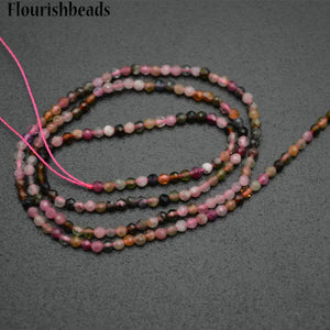 2mm Natural Tourmaline Faceted Diamond-Cut Round Loose Beads