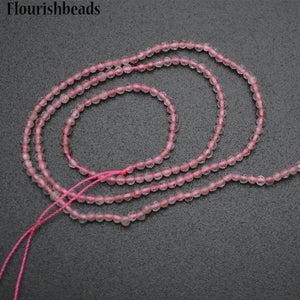 2mm Rose Quartz Faceted Diamond Cutting Round Loose Beads