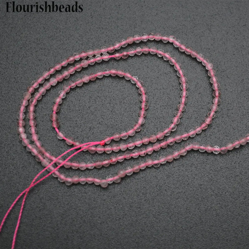 2mm Rose Quartz Faceted Diamond Cutting Round Loose Beads