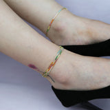 Rainbow Tennis Chain Bracelet Anklets 5A Cubic Zircon Wedding Jewelry