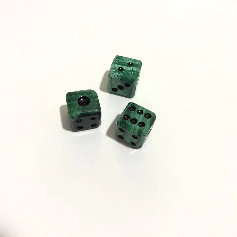 2pcs Malachite 15mm Gem Stone Dice Loose Bead