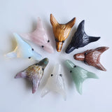 2pcs Natural Stone Carved Wolf Head Pendants for Jewelry Making