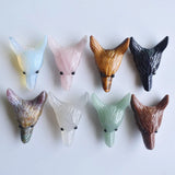 2pcs Natural Stone Carved Wolf Head Pendants for Jewelry Making