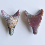 2pcs Natural Stone Carved Wolf Head Pendants for Jewelry Making