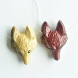 2pcs Natural Yolk Stone Carved Fox Shape Pendants for Necklace
