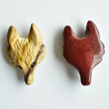 2pcs Natural Yolk Stone Carved Fox Shape Pendants for Necklace
