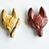 2pcs Natural Yolk Stone Carved Fox Shape Pendants for Necklace