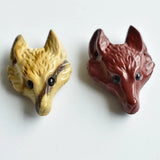 2pcs Natural Yolk Stone Carved Fox Shape Pendants for Necklace